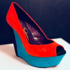 Red Jessica Simpson Wedge Heels